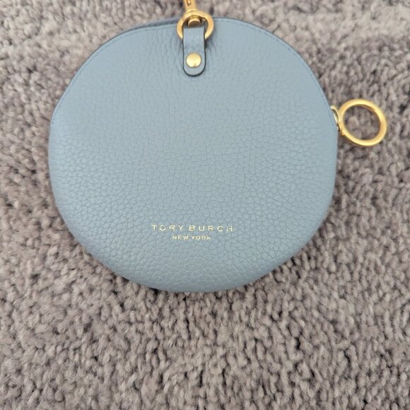 Tory Burch Perry Bombe Round Key Fob Pouch in Cloud Blue - Picture 5 of 6